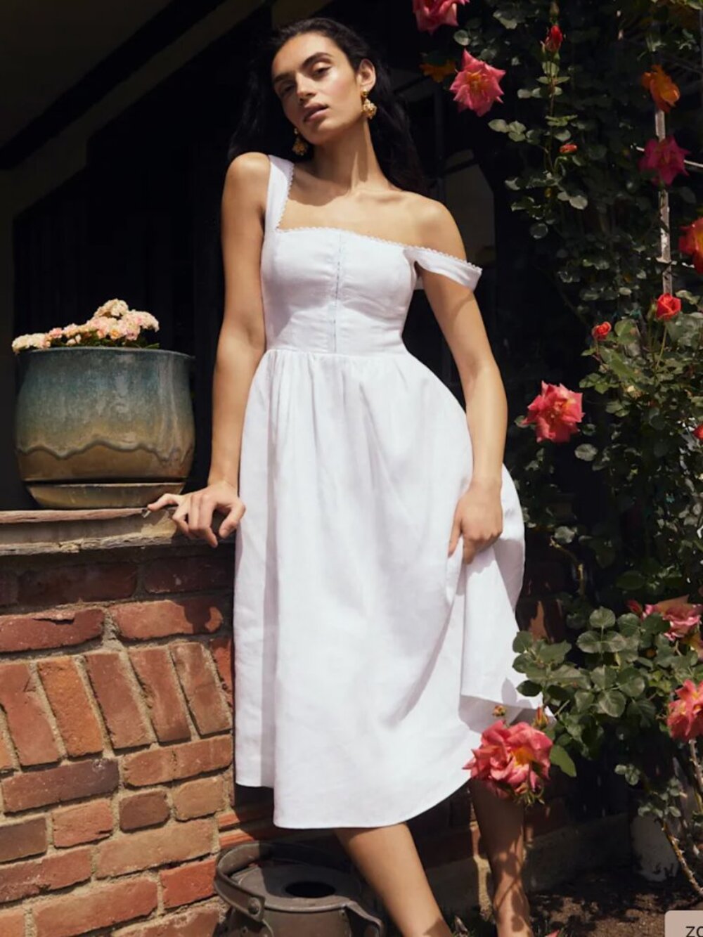 Reformation Tagliatelle Linen Dress, White, NWT Sz 10